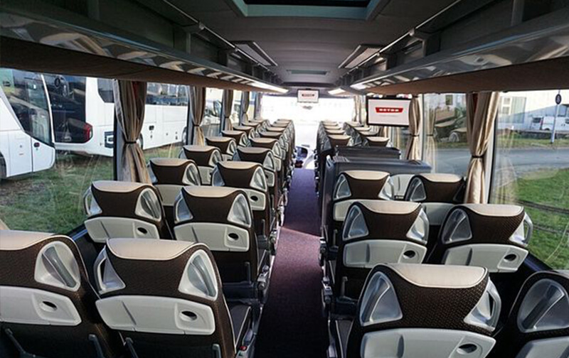 Setra coach cabin with high-back seats